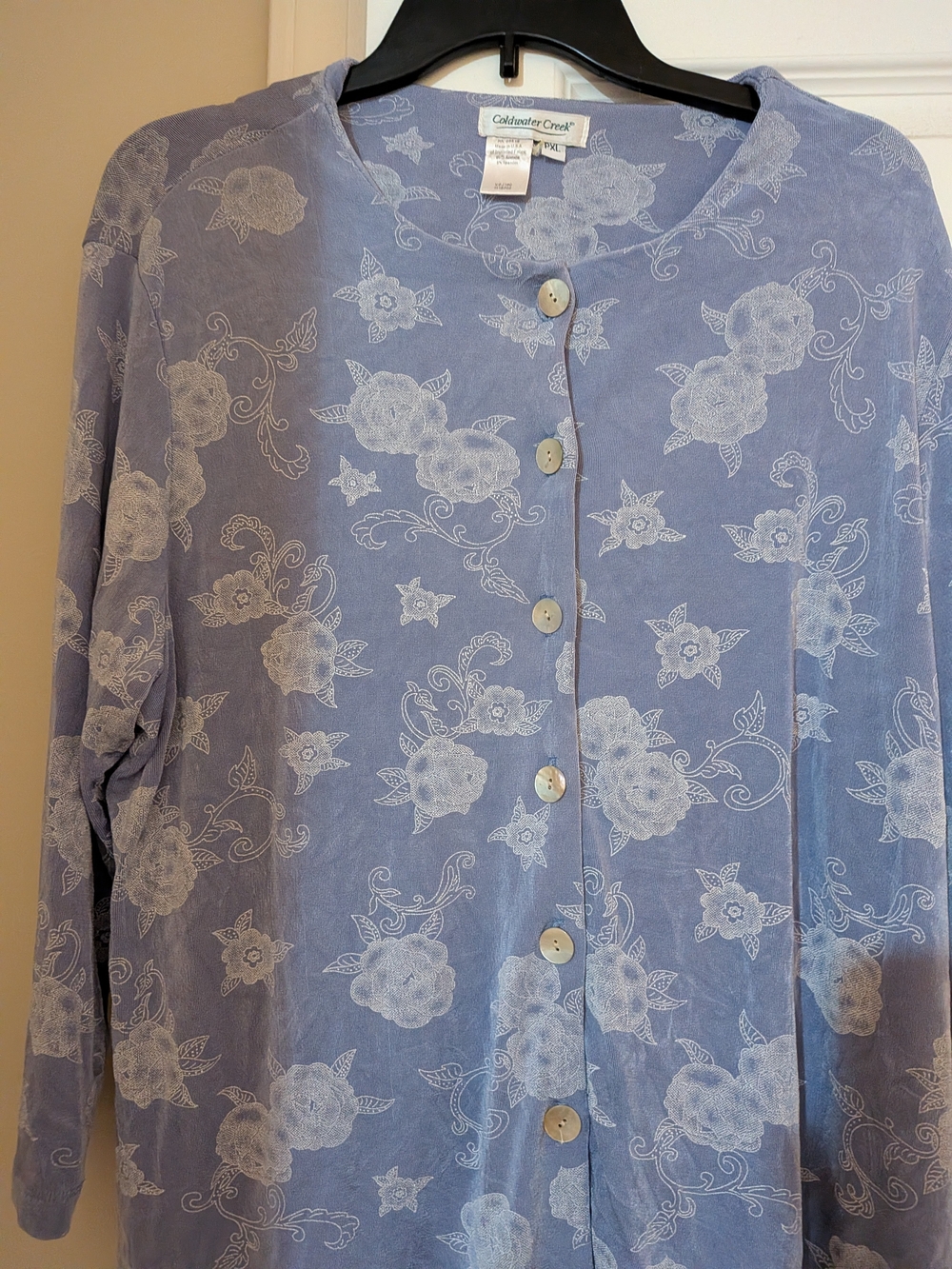 Coldwater Creek Blue Floral Button-Front Jacket
